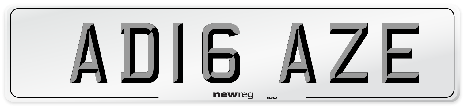 AD16 AZE Number Plate from New Reg